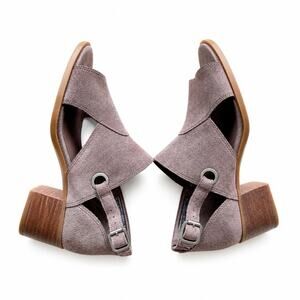 Koolaburra UGG Suede Sandals Taupe Ankle Strap Block Heel Womens 7